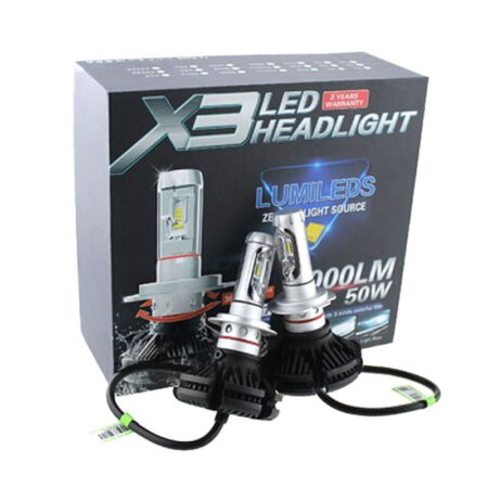 Λάμπα αυτοκινήτου H7 Ψυχρό Λευκό - X3 LED HEADLIGHT 6000LM 50W H7