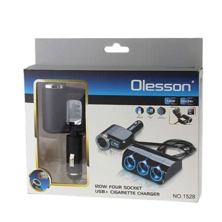 OLESSON Φορτιστής αναπτήρα αυτοκινήτου USB 12-24V 120w - Four socket USB & cigaretter charger NO.1528 - Image 2