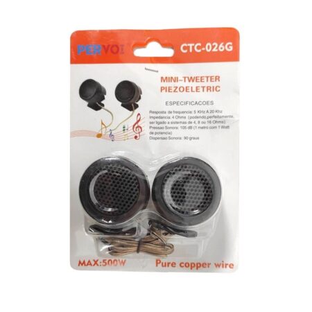 Pervoi Σετ Mini Tweeter Ηχεία Αυτοκινήτου 500W CTC-026G μαύρο 2τμχ - Car Mini Tweeter speakers - Image 3