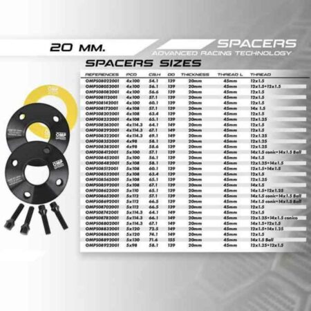 Σετ από Διαχωριστές OMP 4x100 57,1 M12 x 1,5 20 mm - Image 4